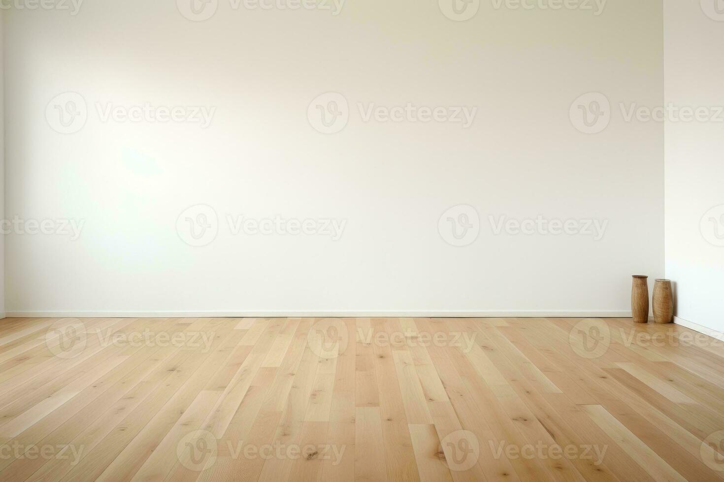 AI Generated Empty room and wall and wooden floor with interesting with glare from the window. Interior background for the presentation. Generative AI photo