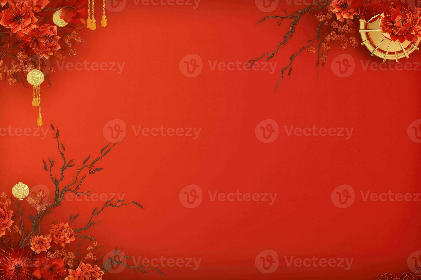 AI generated china new year banner red background photo