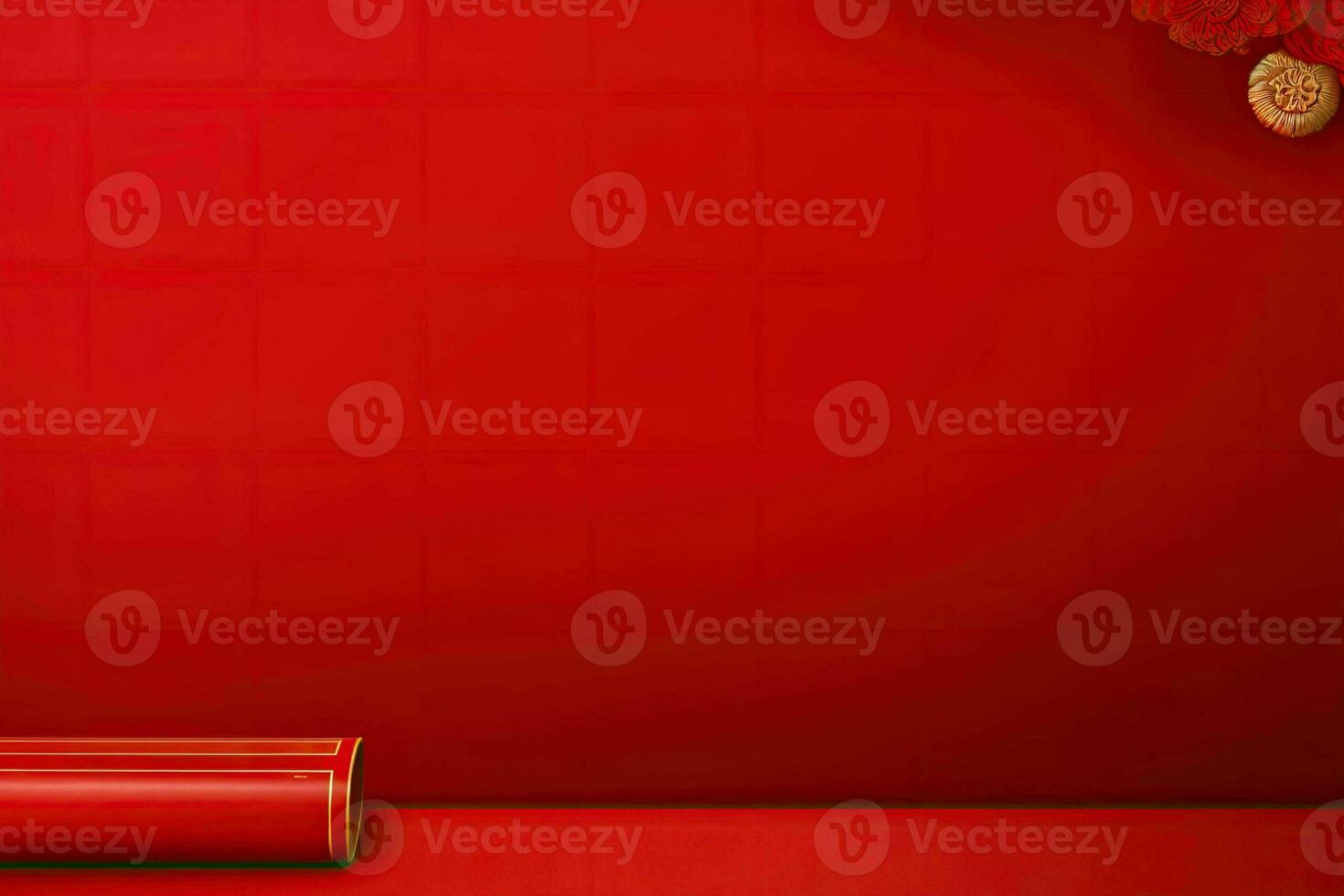 AI generated china new year banner red background photo