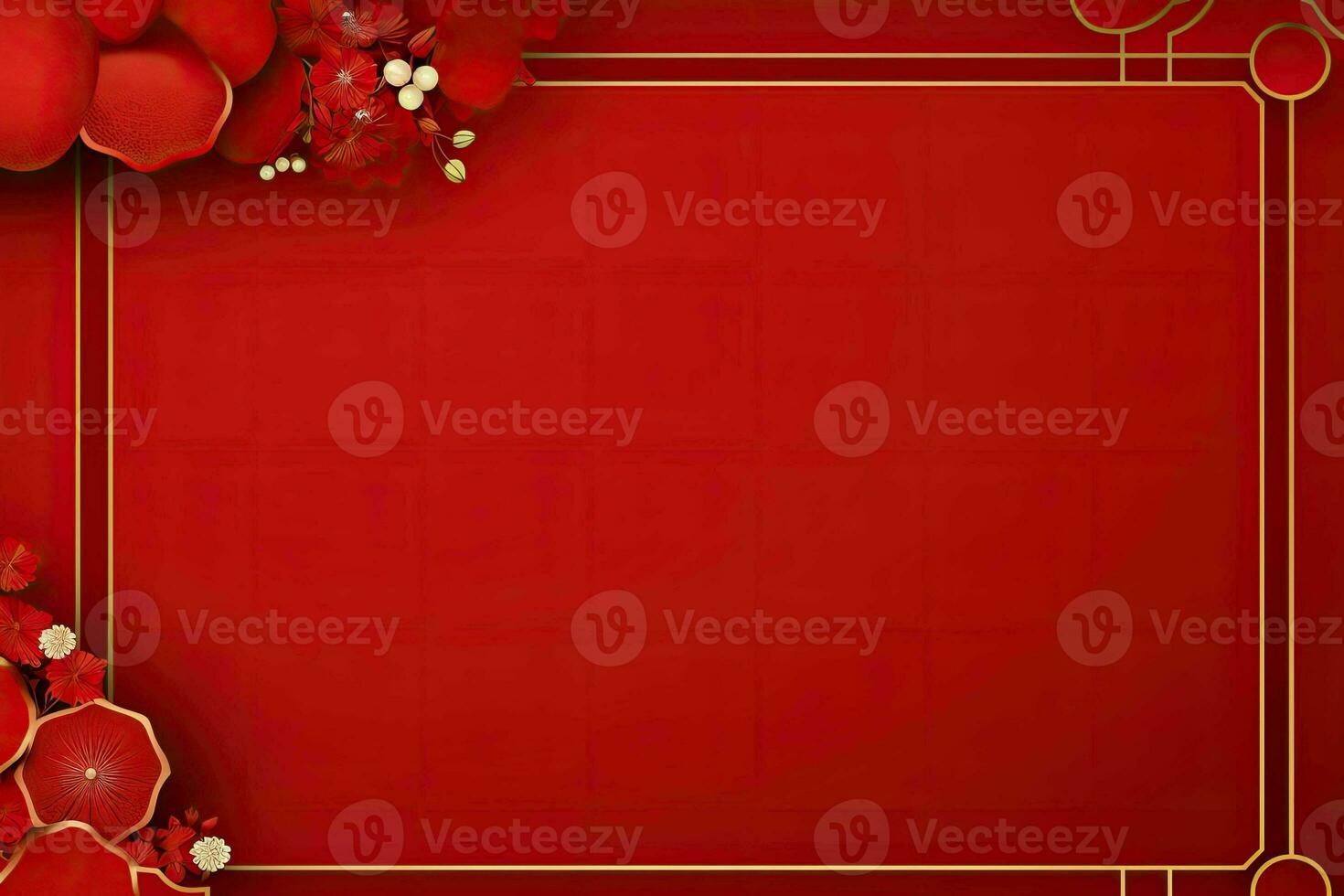 AI generated china new year banner red background photo