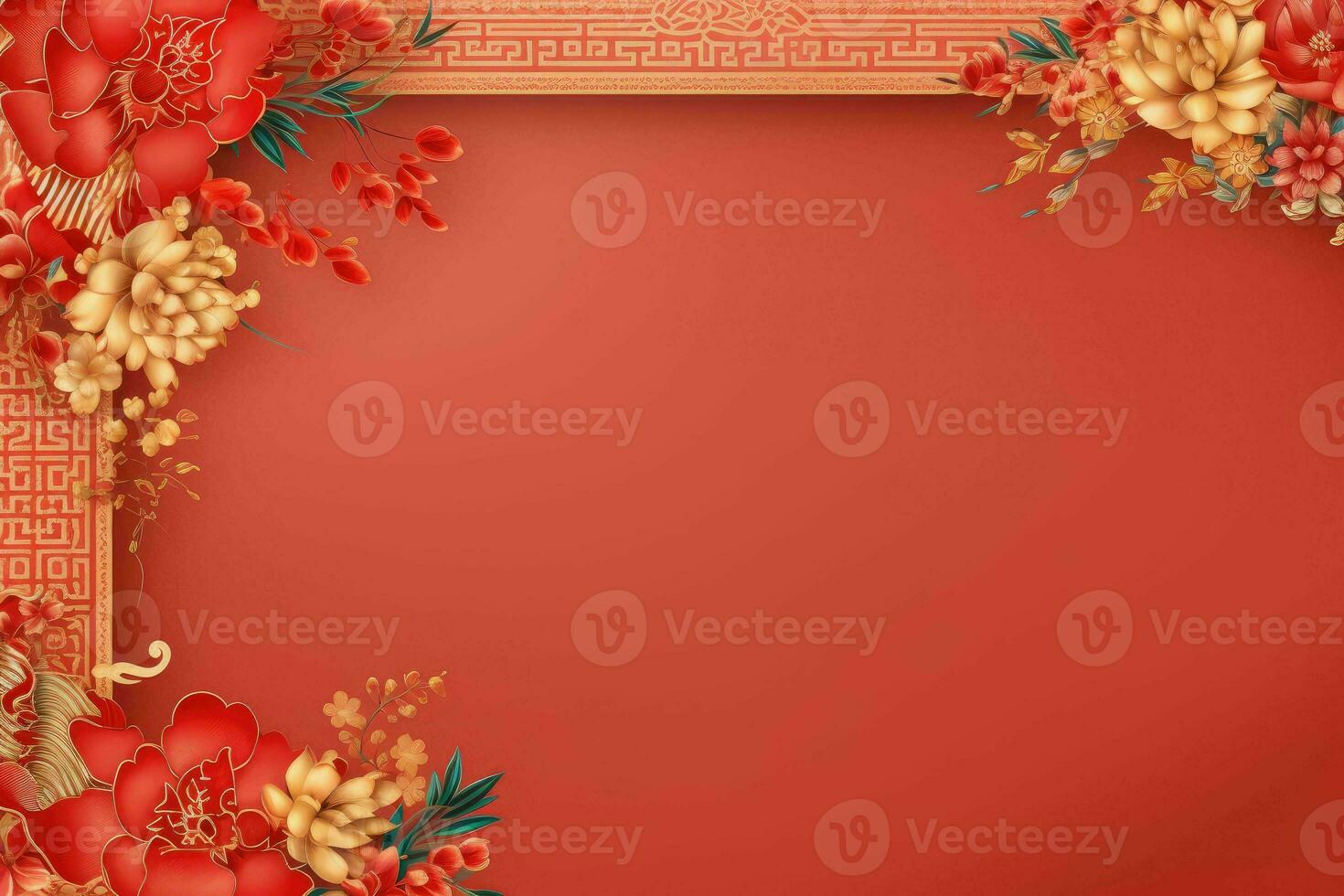 AI generated china new year banner red background photo