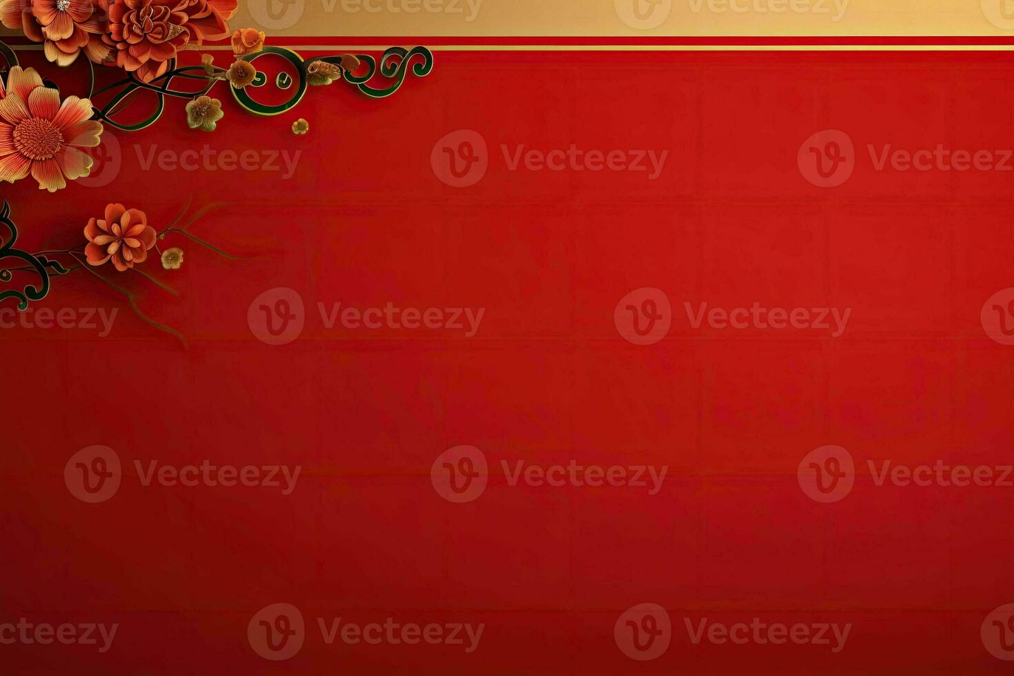 AI generated china new year banner red background photo