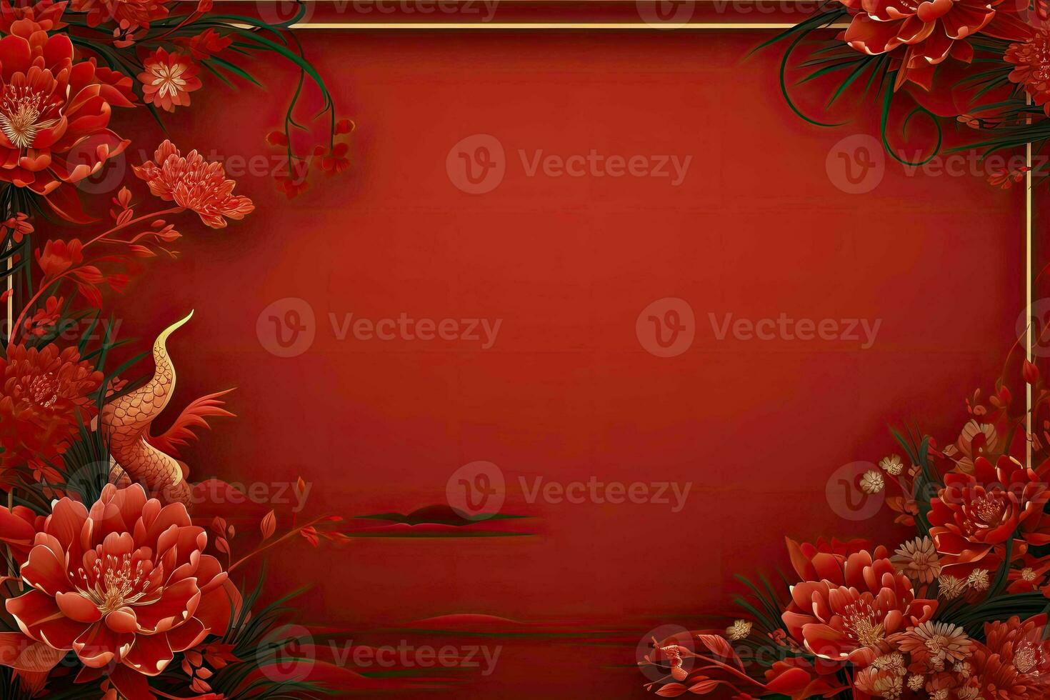 AI generated china new year banner red background photo