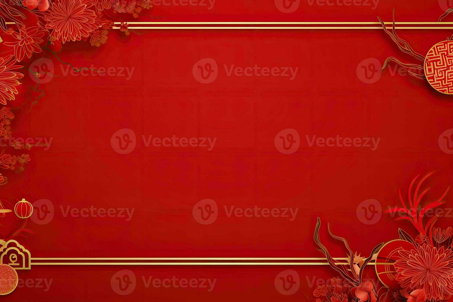 AI generated china new year banner red background photo