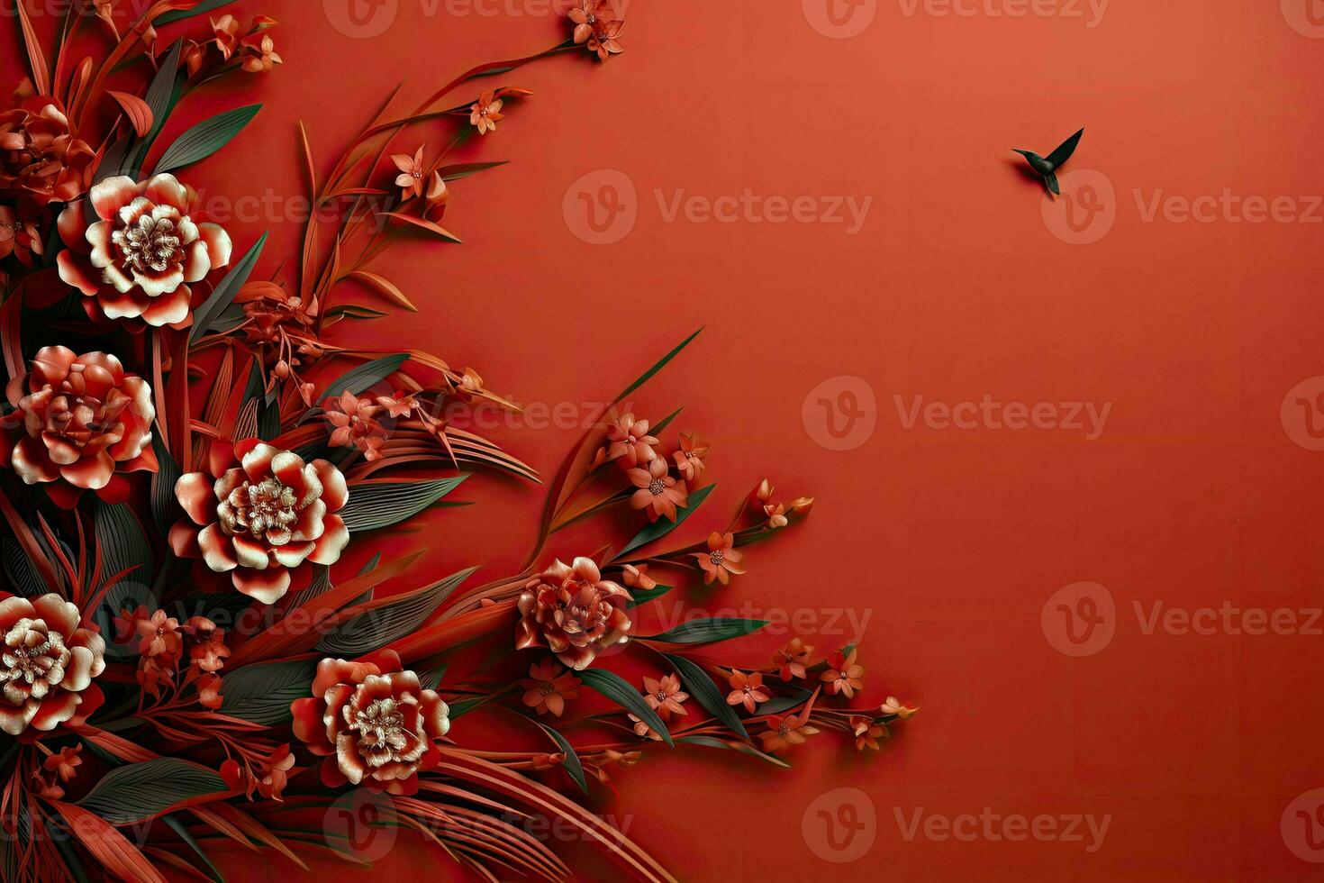 AI generated china new year banner red background photo