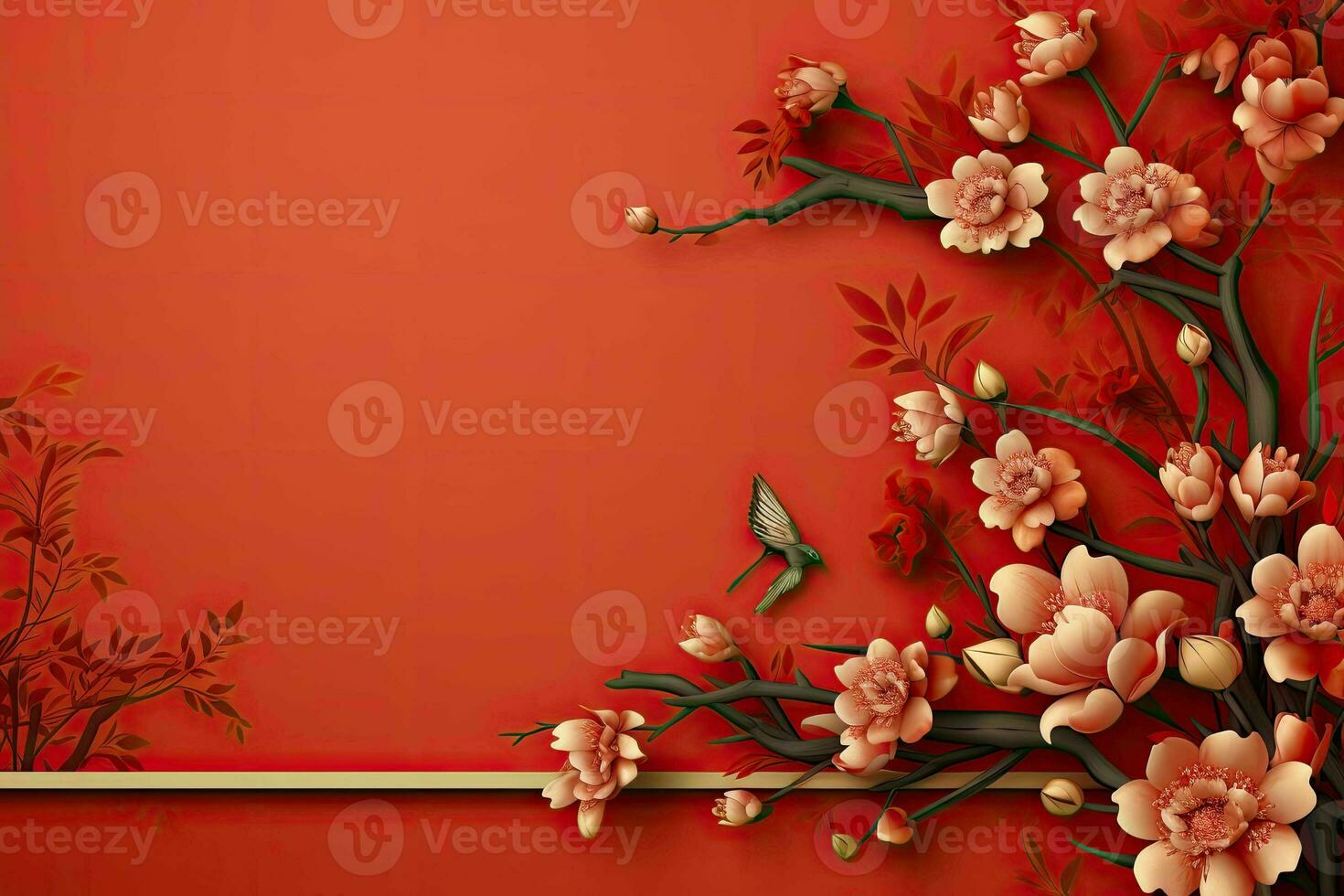 AI generated china new year banner red background photo