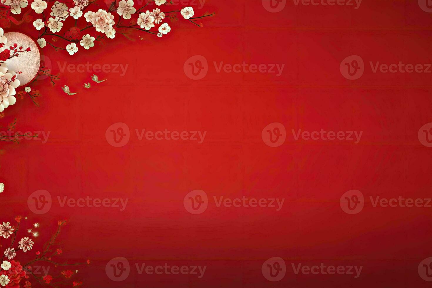 AI generated china new year banner red background photo