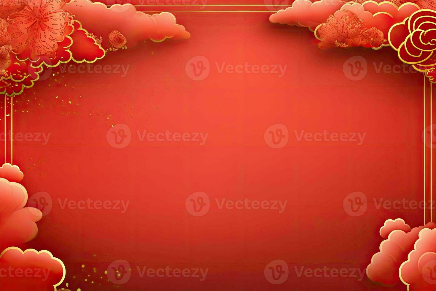 AI generated china new year banner red background photo