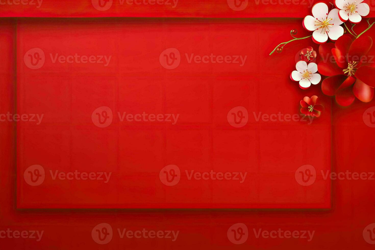 AI generated china new year banner red background photo