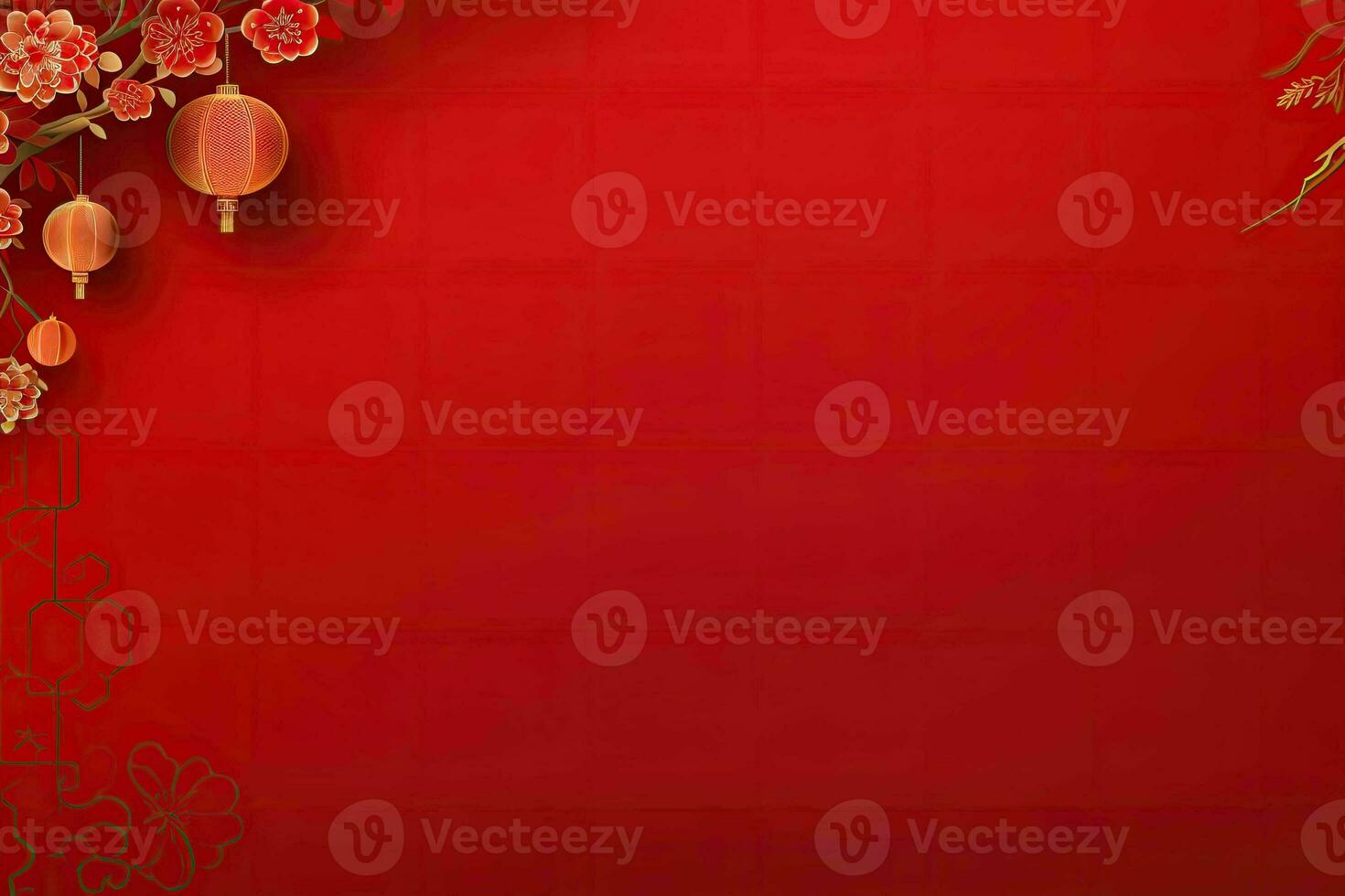 AI generated china new year banner red background photo