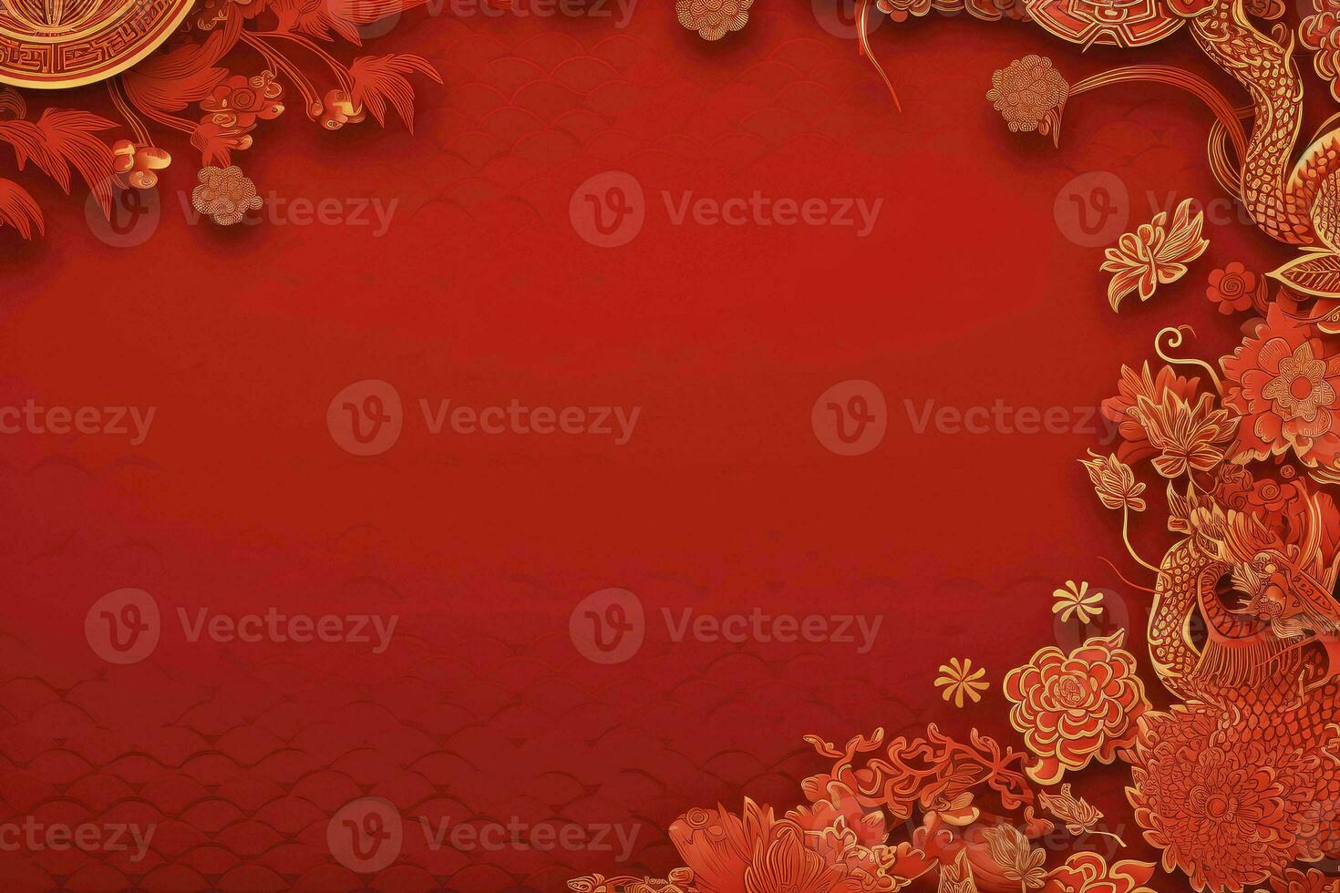 AI generated china new year banner red background photo