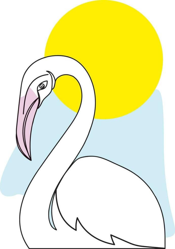 Abstract line of Caribbean flamingo with color background. vector