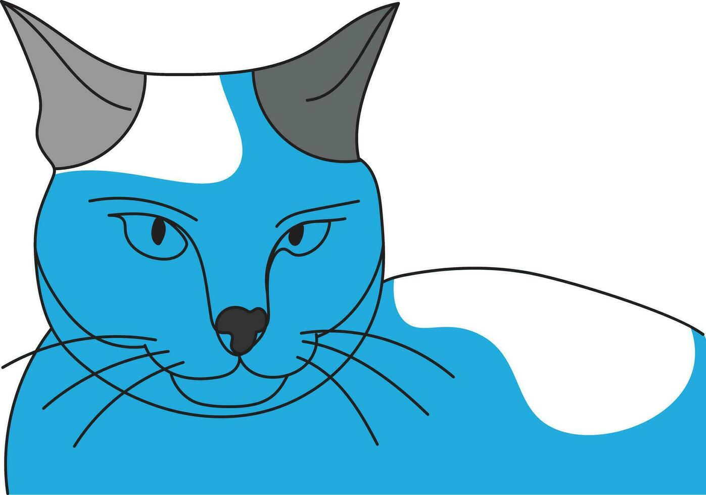 resumen línea Arte de el azul gato en blanco antecedentes. vector