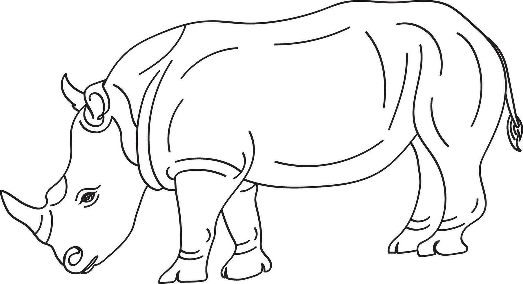 Abstract line of Rhinoceros or square-lipped rhinoceros. vector