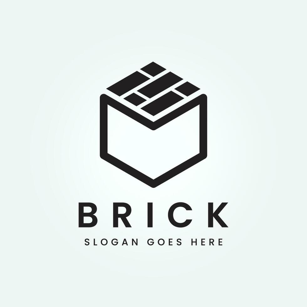 brick, pile and stack balance bricks with polygon logo vector illustration design template product