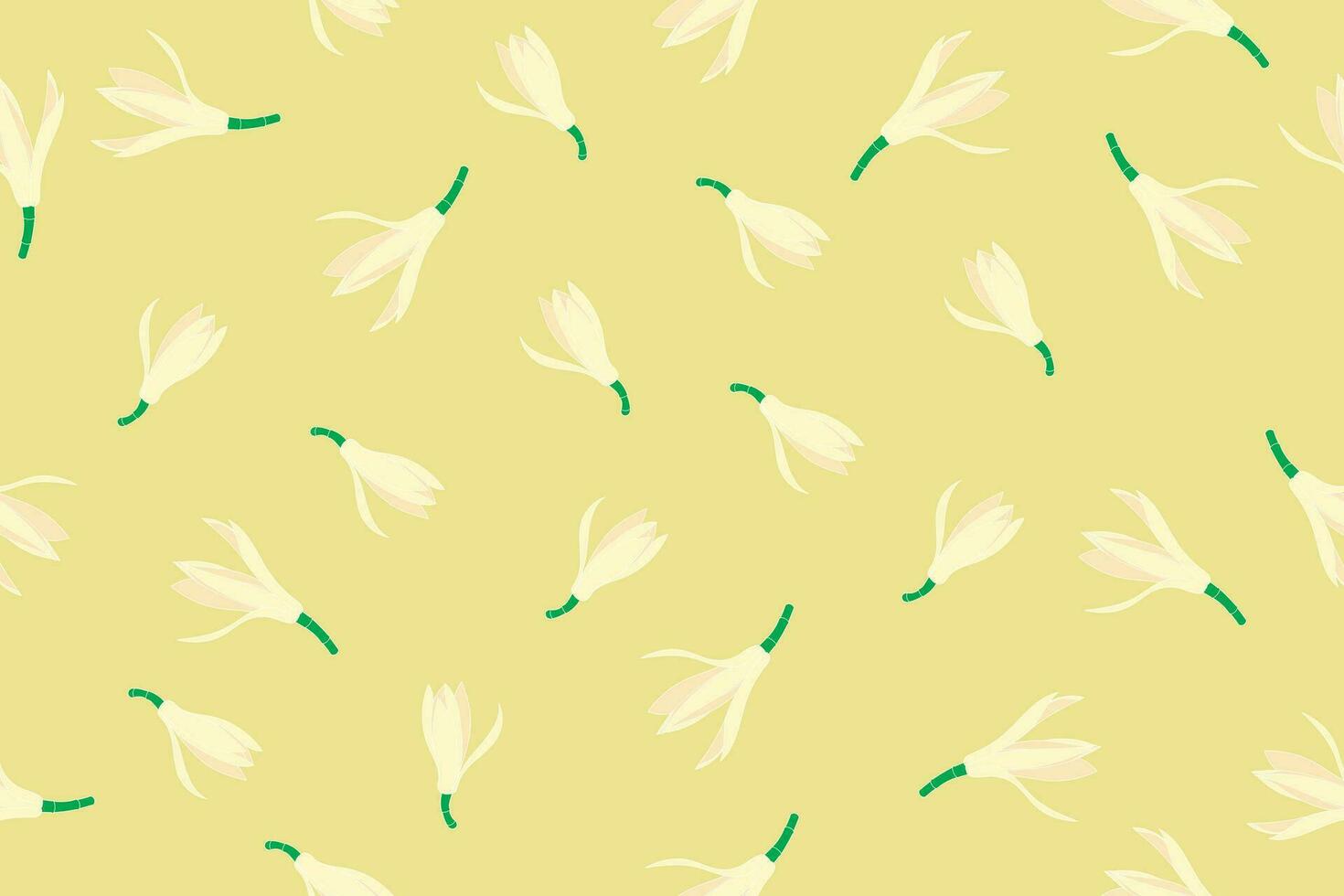 Illustration of chempaka flower with blooming on yellow background. vector