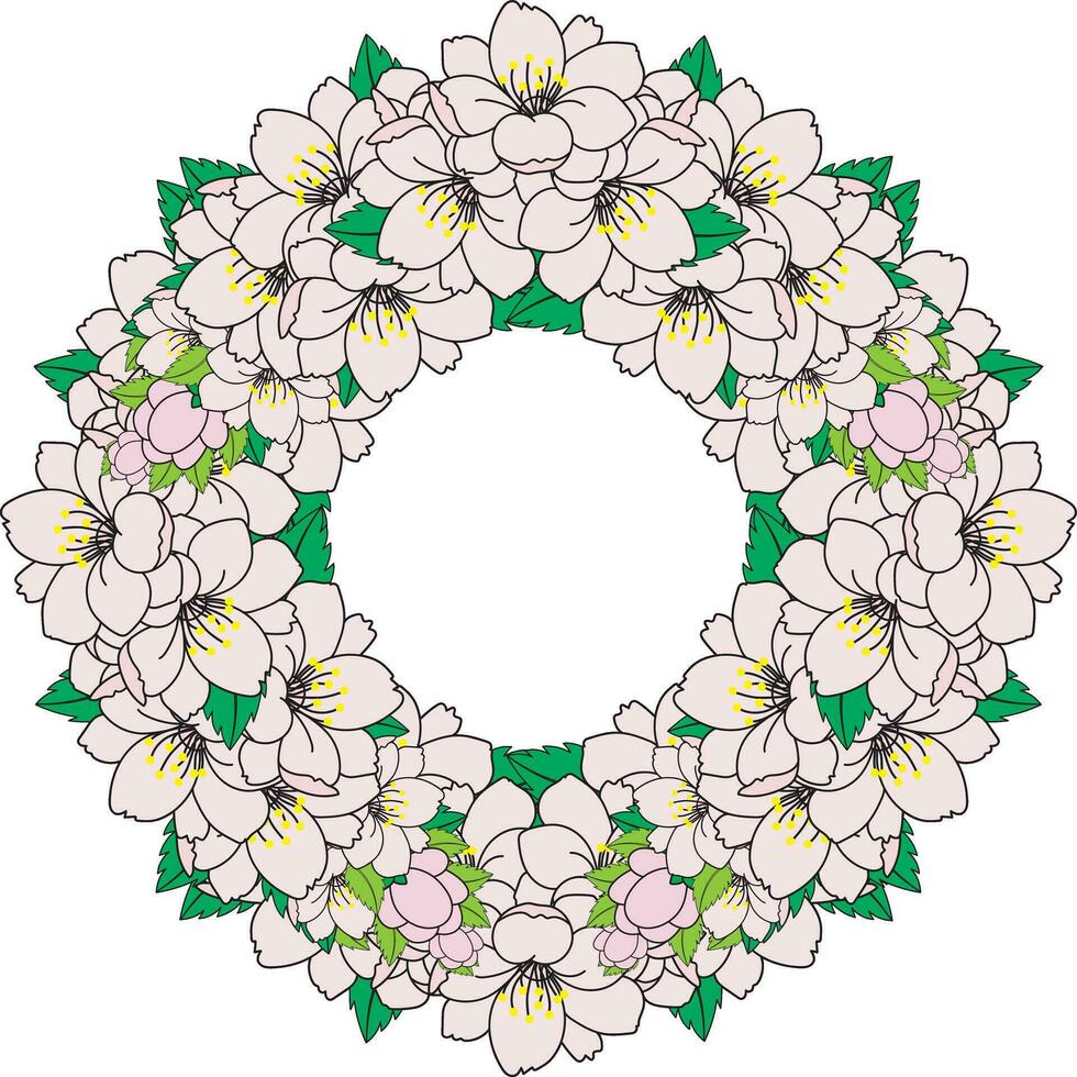 ilustración de el Cereza senos flor ramo de flores en vacío antecedentes. vector
