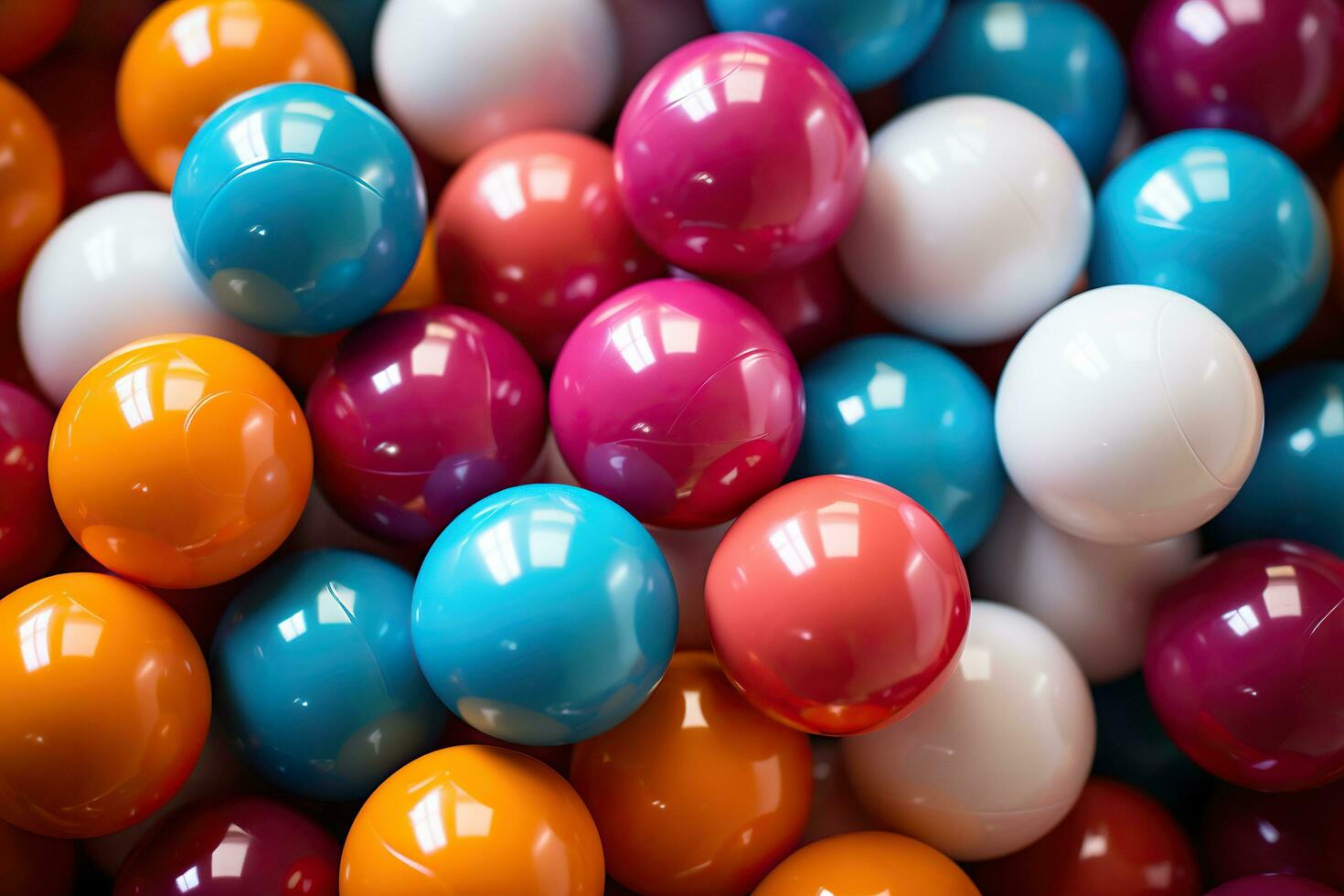 ai generado multicolor el plastico pelotas. pelotas para para niños fiesta foto