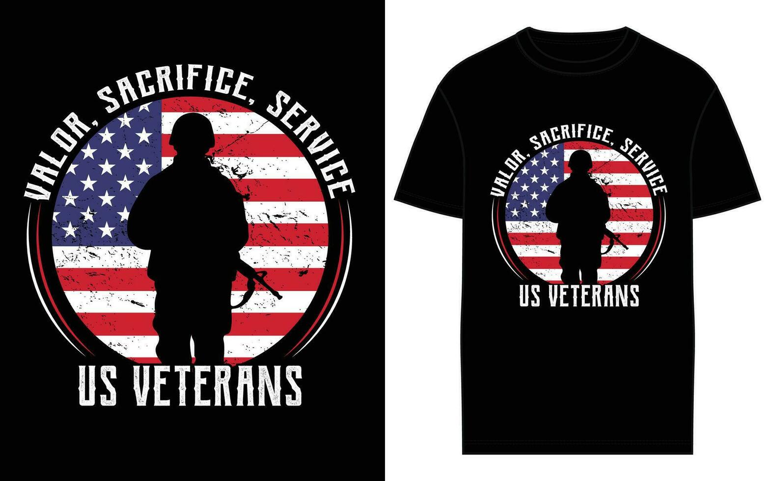 vector retro Clásico americano bandera y veterano camiseta diseño