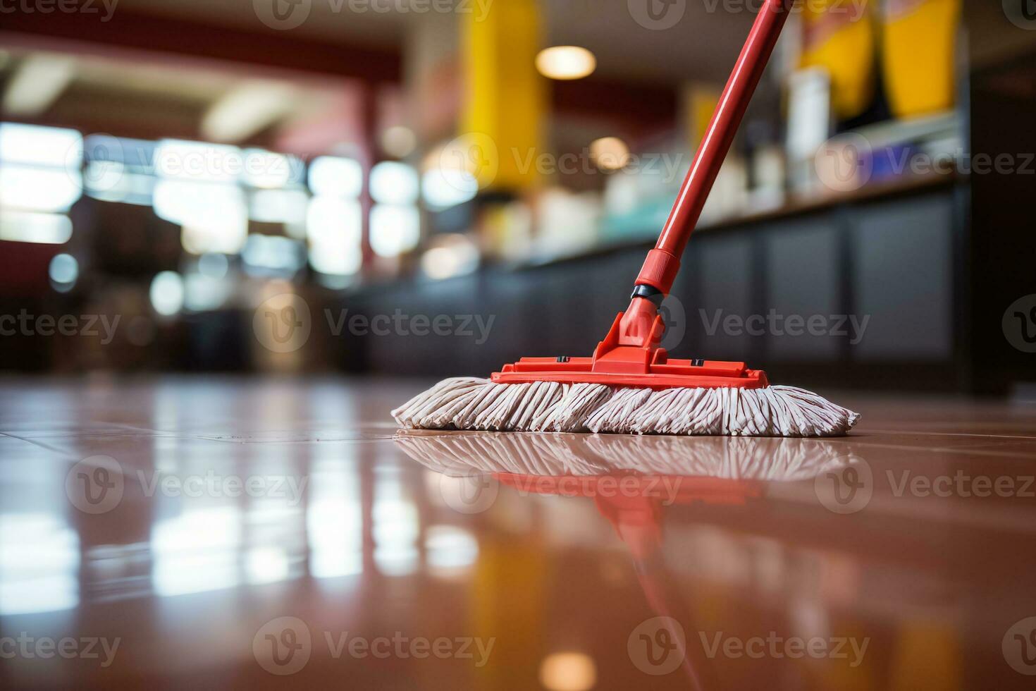 AI generated Microfiber wet mop for cleaning floor photo