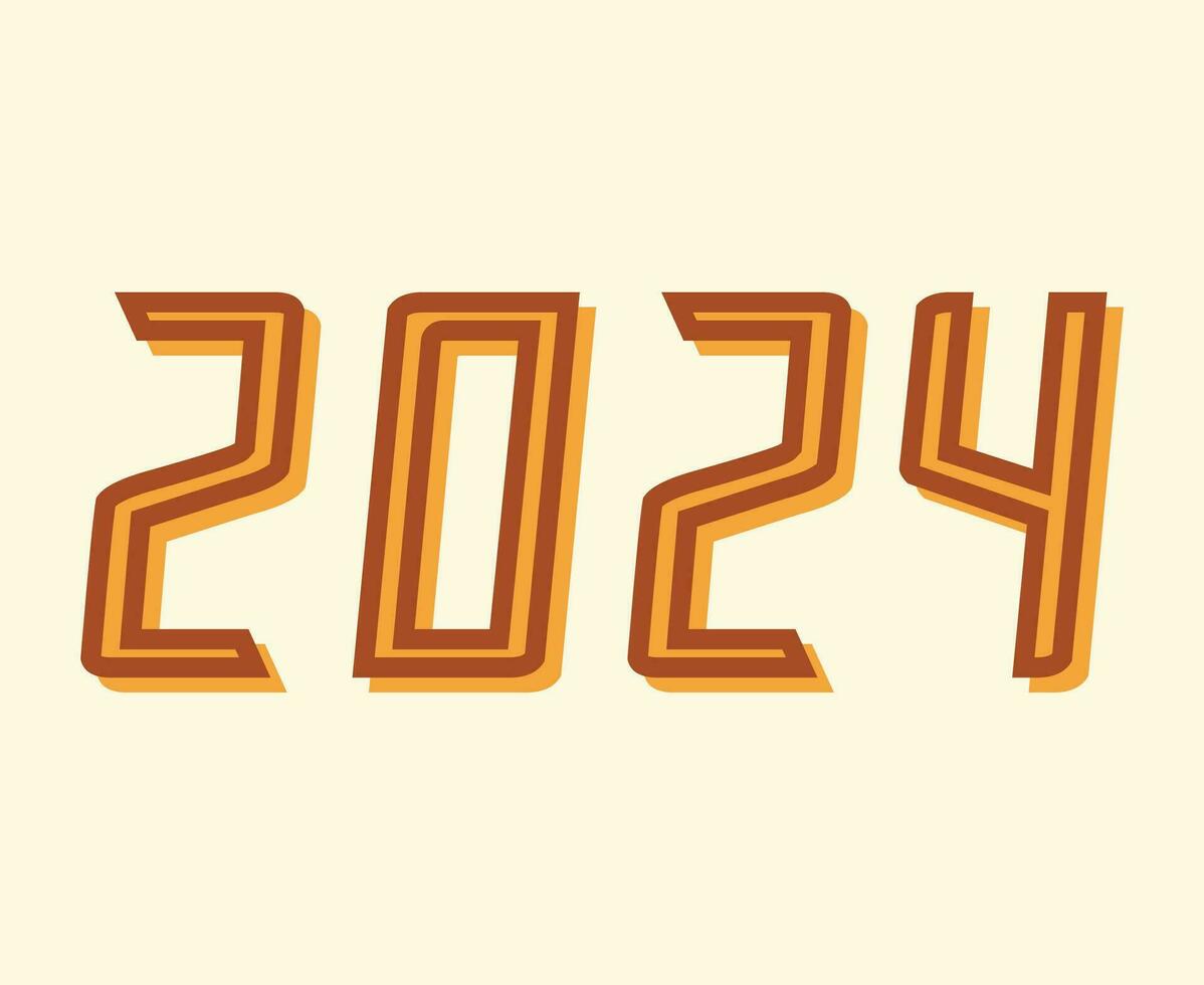 2024 Happy New Year Abstract Yellow And Brown Graphic Design Vector Logo Symbol Illustration