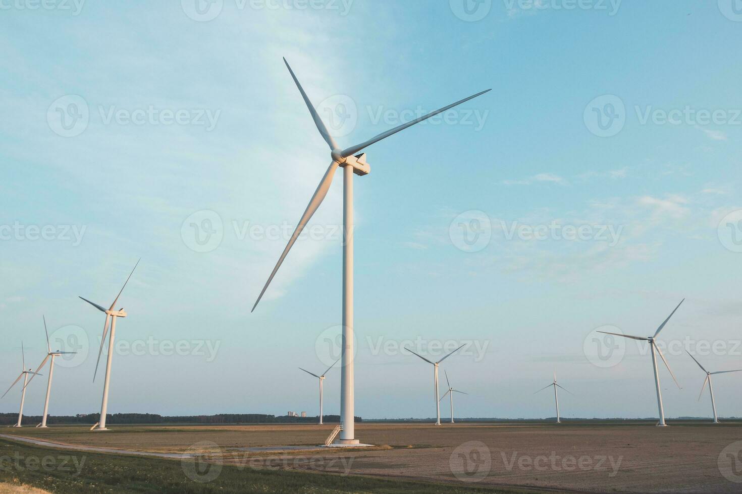 Wind power to boost sustainability and green energy in the Netherlands. Turning wind into energy. Amsterdam, Netherlands photo