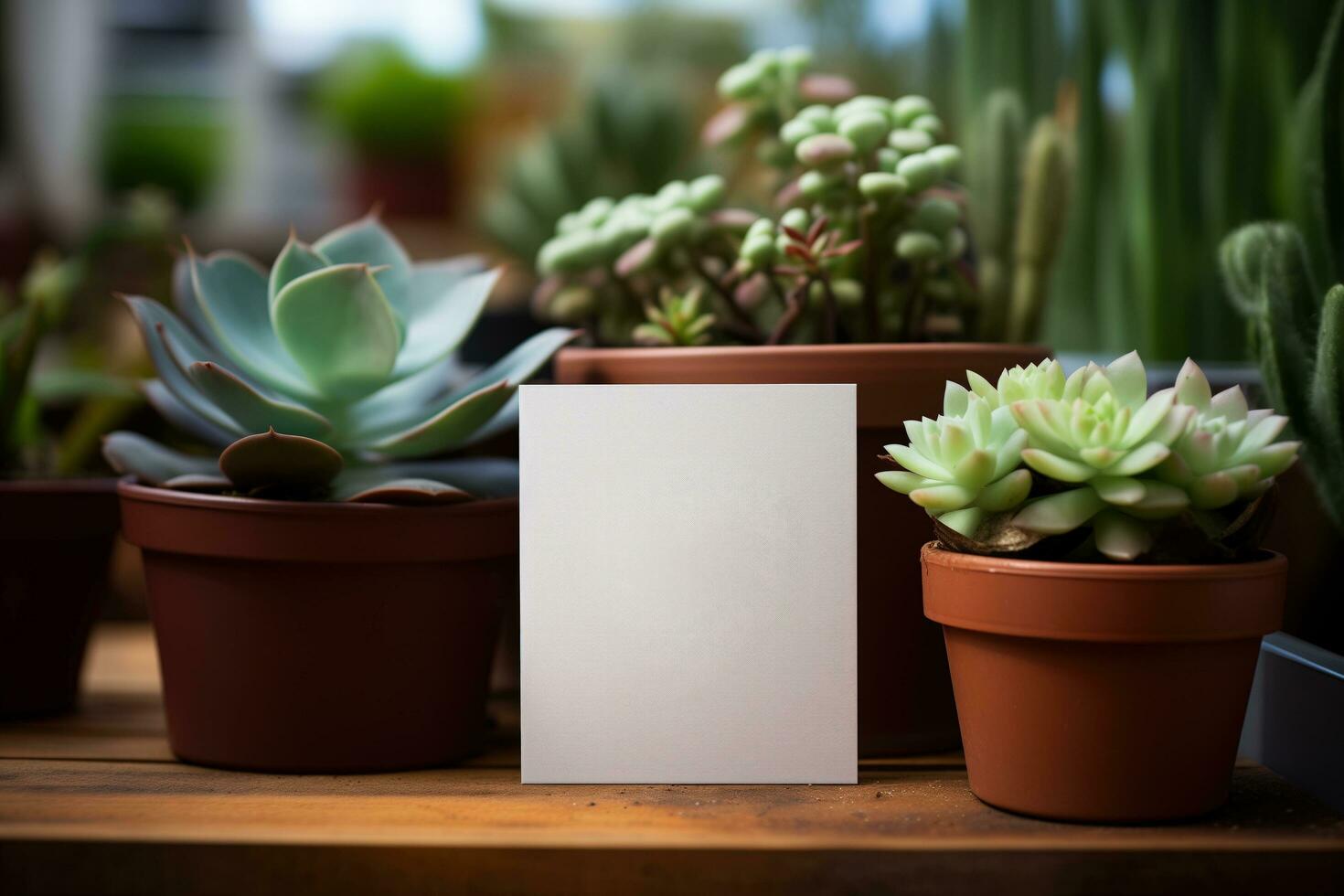 AI generated Succulents Collection with Customizable White Card photo