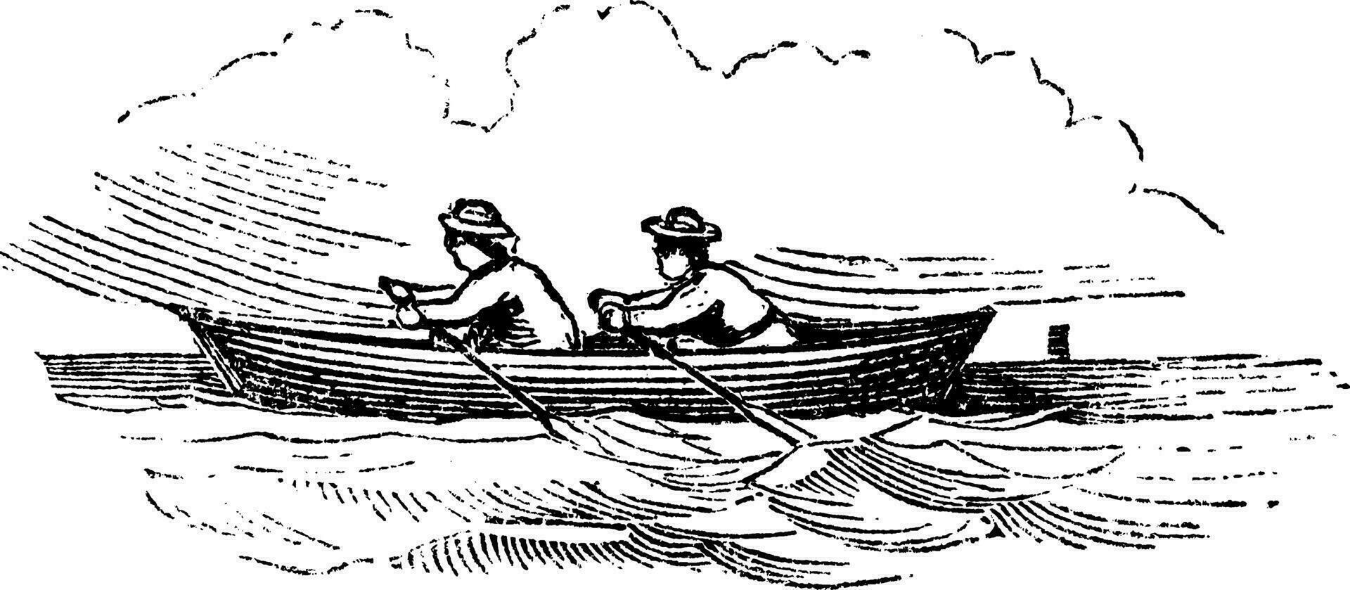 Rowboat, vintage illustration. vector