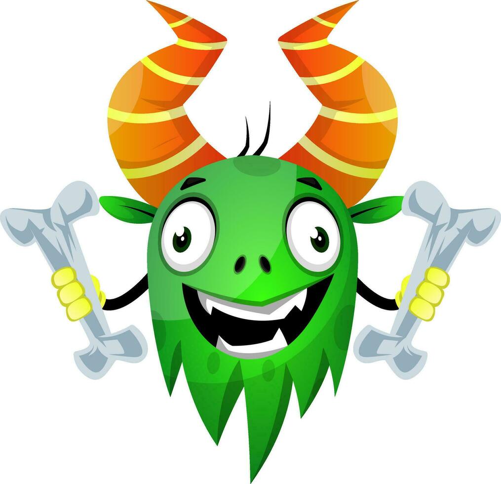 Green monster with bones vector