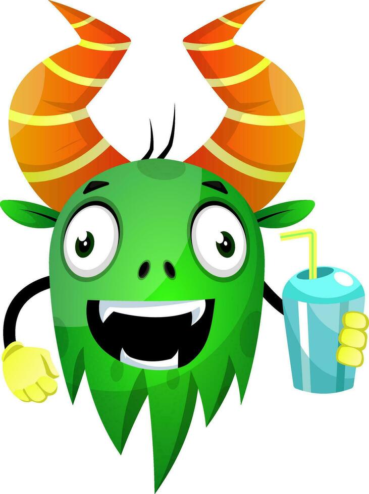 Green monster with soda vector