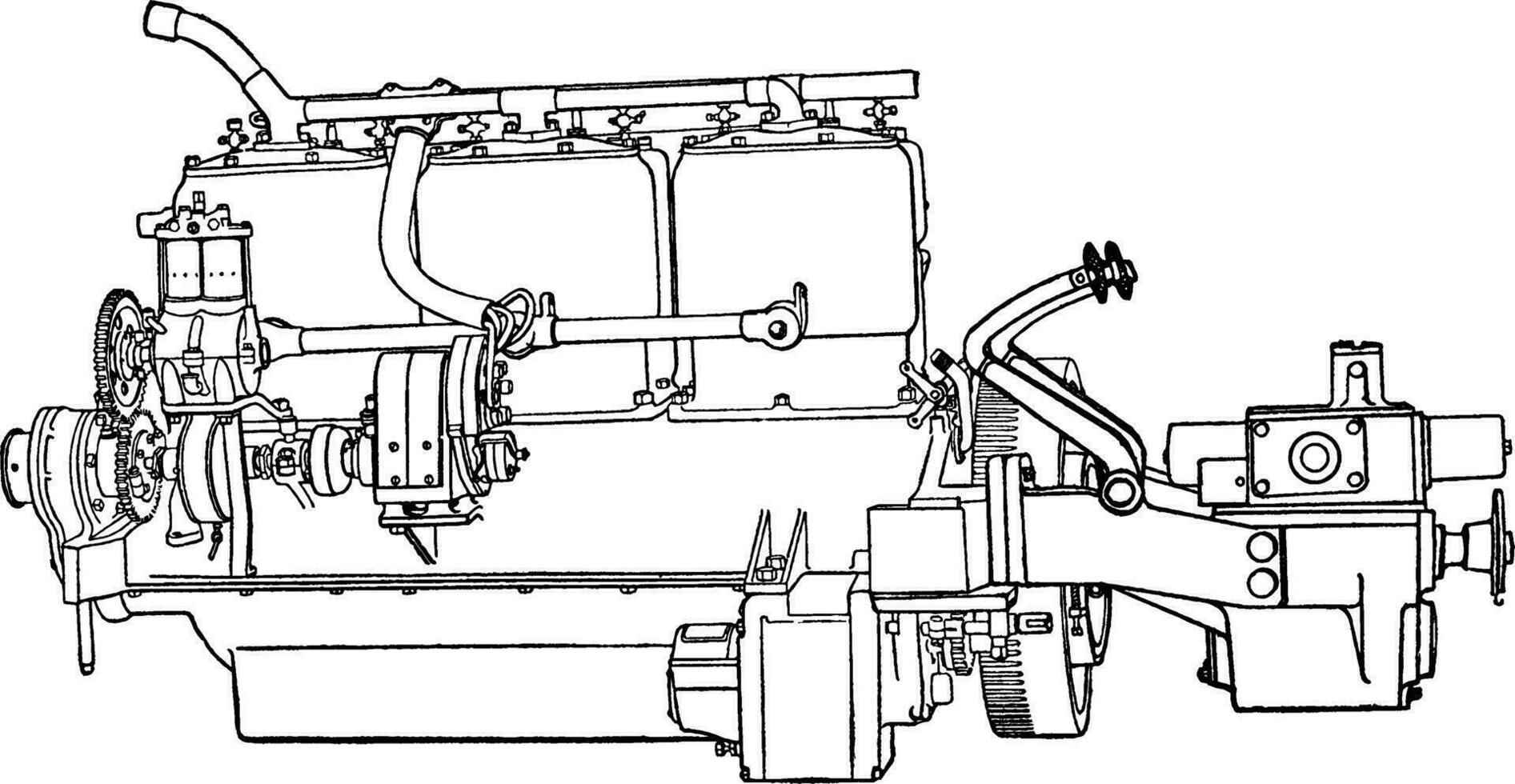 Building an Automobile Step 12 is Transmission, vintage illustration. vector