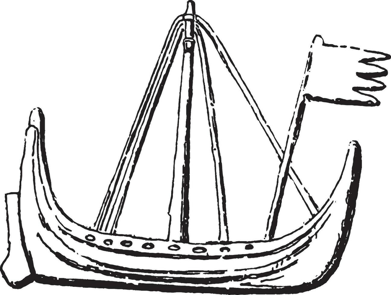 Danish Boat or Chiule, vintage illustration. vector