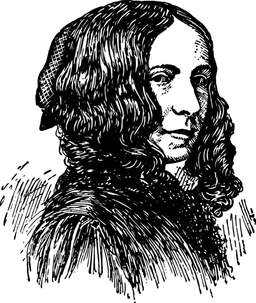 Elizabeth Barrett Browning vintage illustration vector