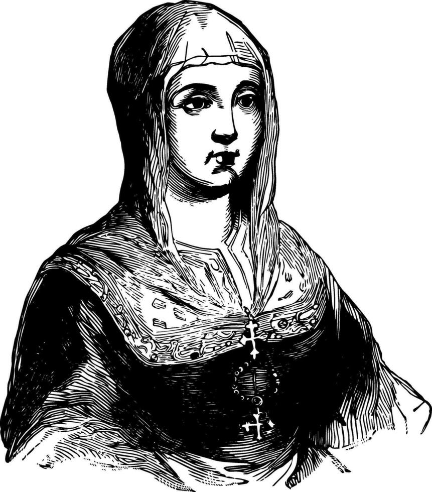 Isabella of Castile vintage illustration vector