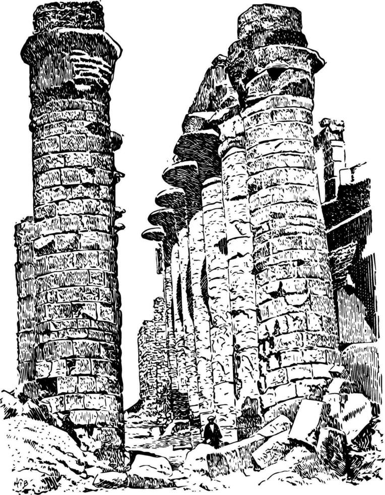 Central Avenue Hall of Columns vintage engraving. vector
