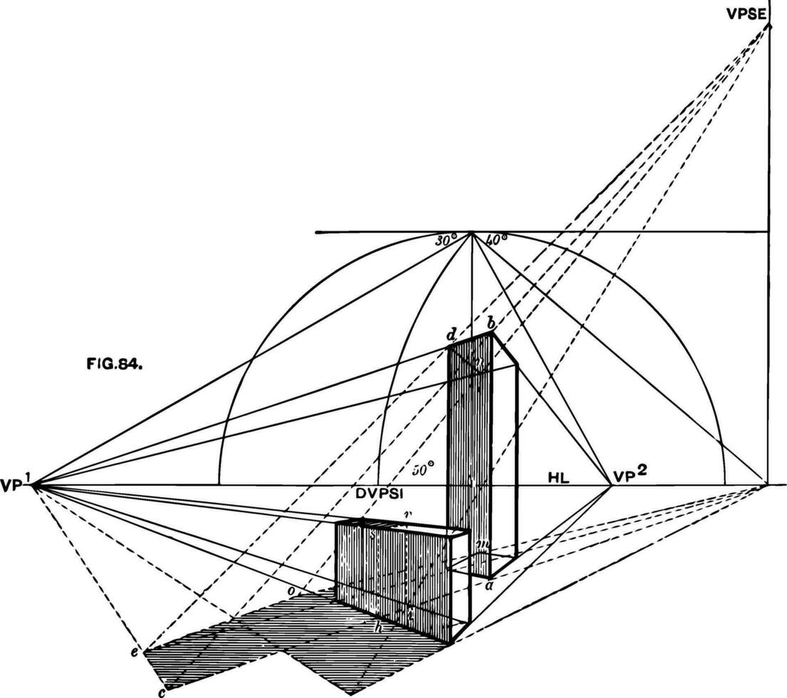 Perspective viewed from a particular point vintage engraving. vector