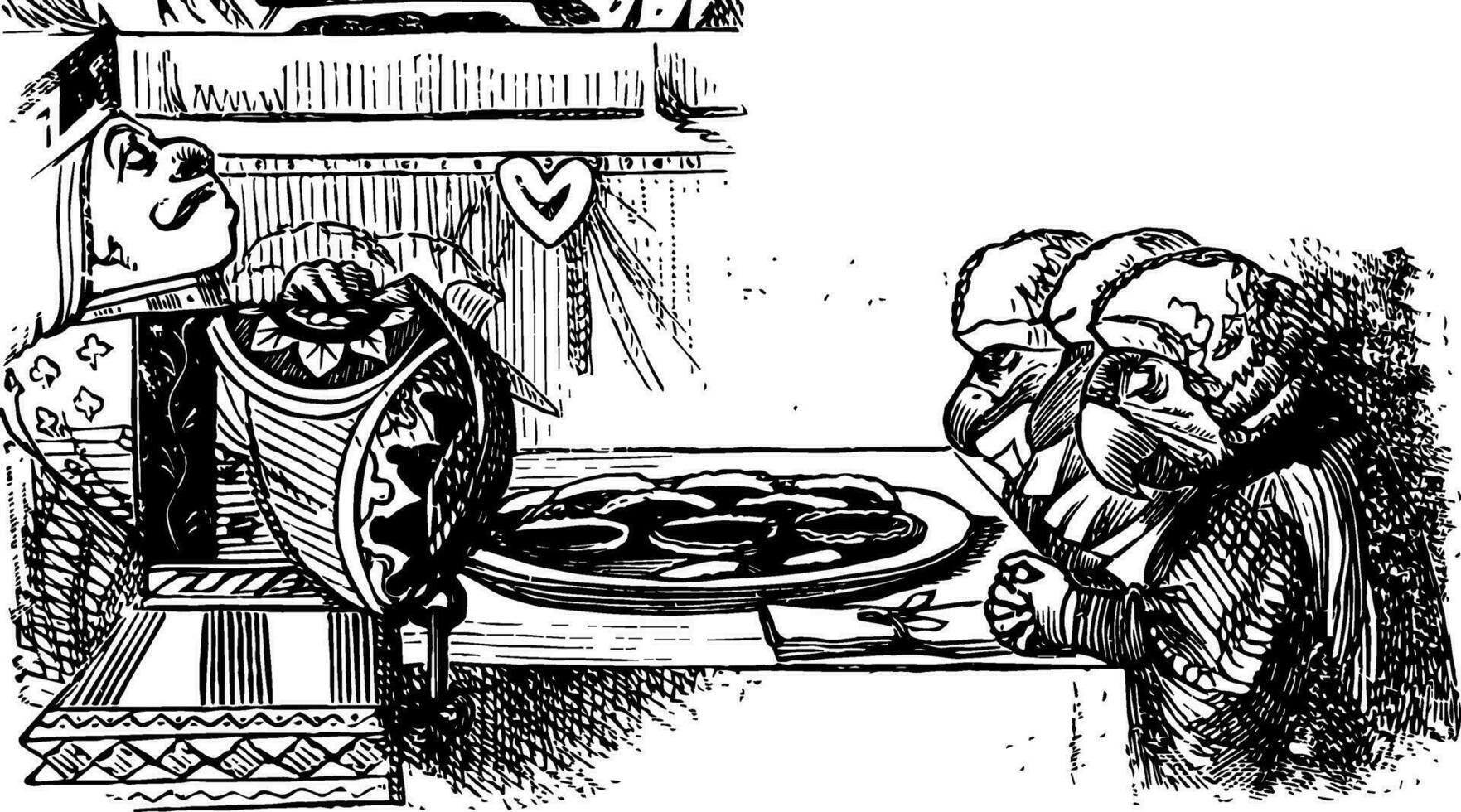 Alice in Wonderland, vintage illustration vector