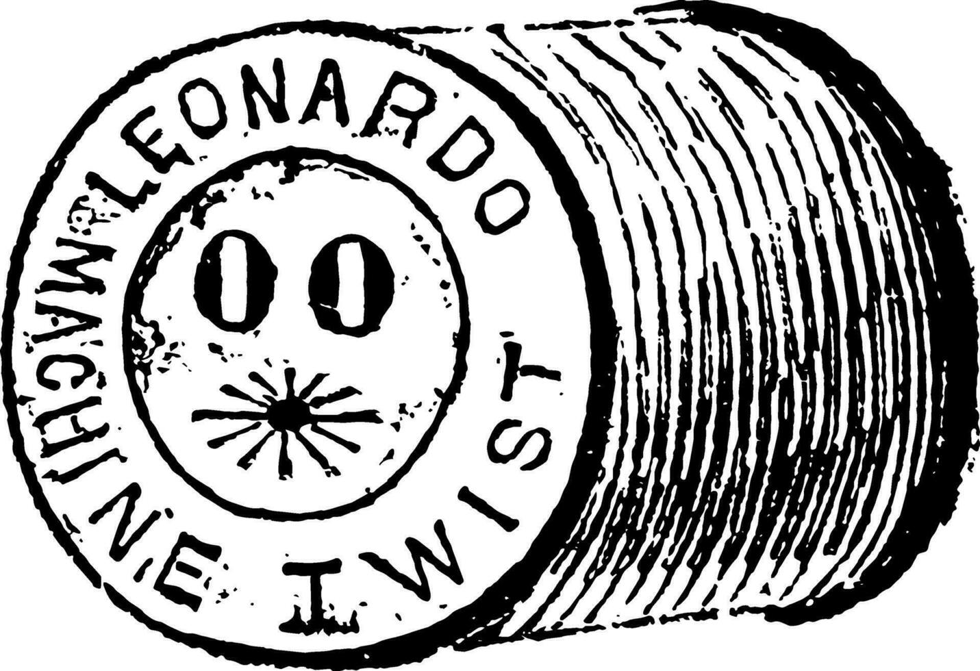 Spool of Thread, a usually low-flanged cylinder on which thread and  cable, vintage engraving. vector