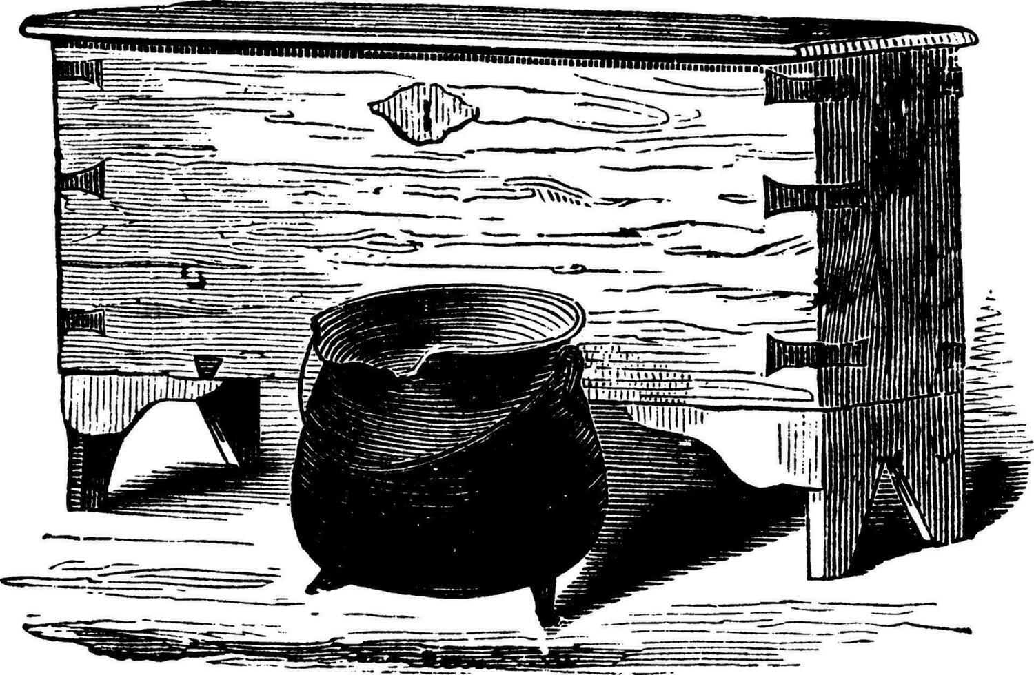 Elder Brewster's Chest and Dinner pot, vintage illustration vector