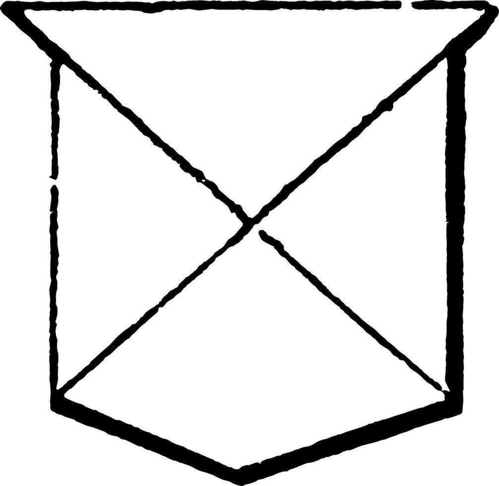 Quartered Per Saltier is made by two diagonal lines, vintage engraving. vector