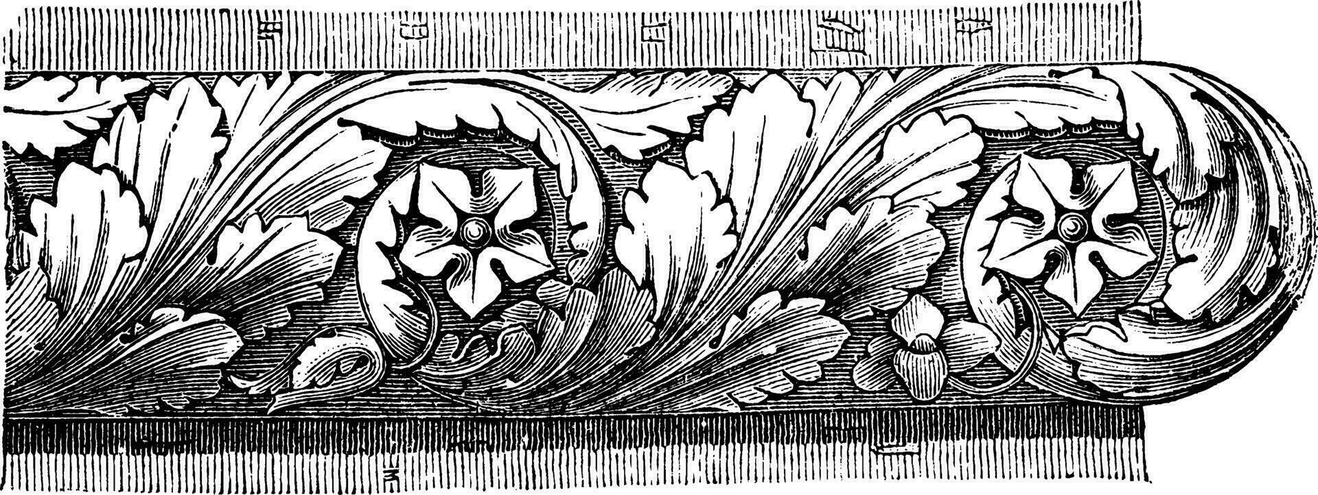 Roman Astragal, the massive character of Roman architecture, vintage engraving. vector