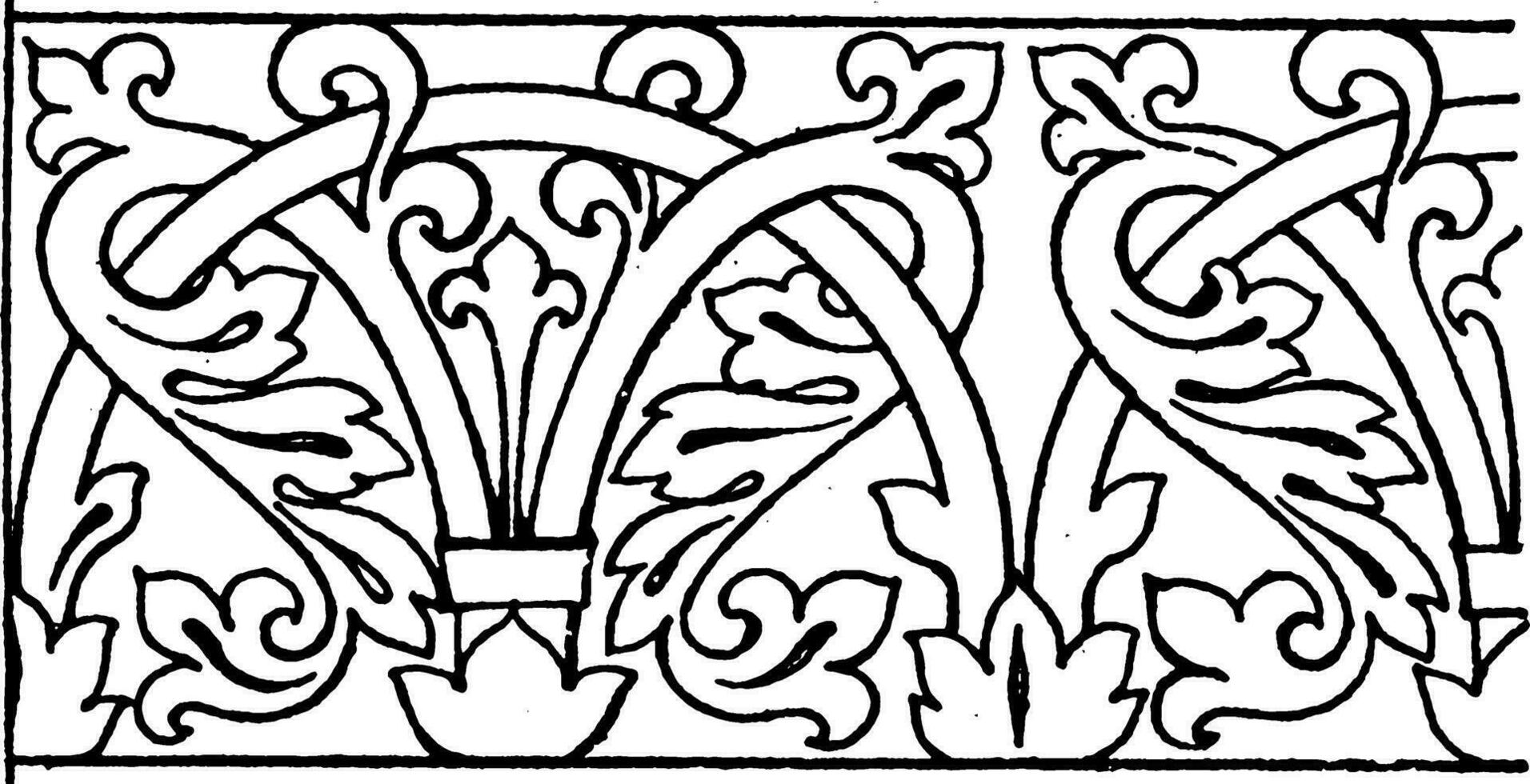 Mosaic Ornament Link Border was designed during the Byzantine time in San Marco, vintage engraving. vector