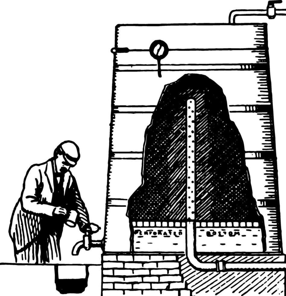 Vacuum Boiler Testing the Liquid, vintage illustration. vector