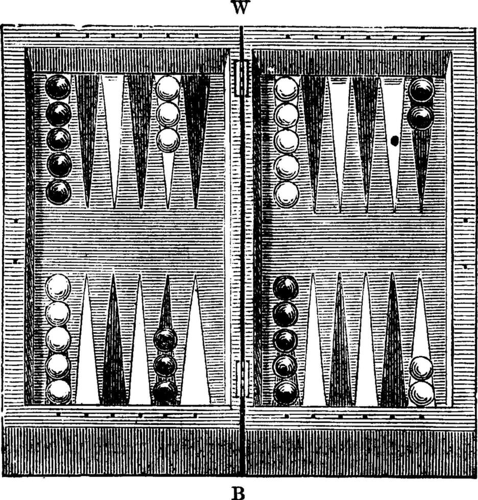 Backgammon Game vintage illustration. vector