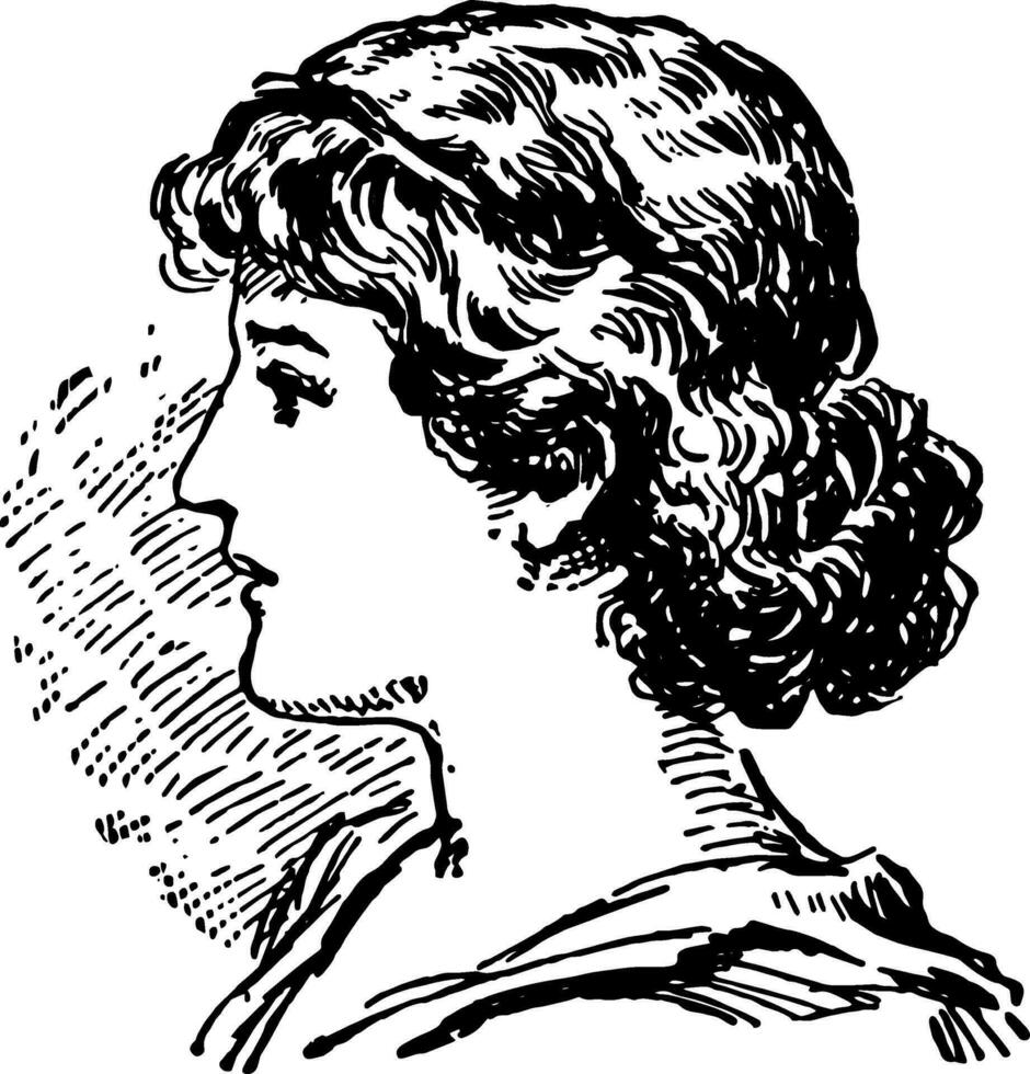 Head Profile have side angle view, vintage engraving. vector