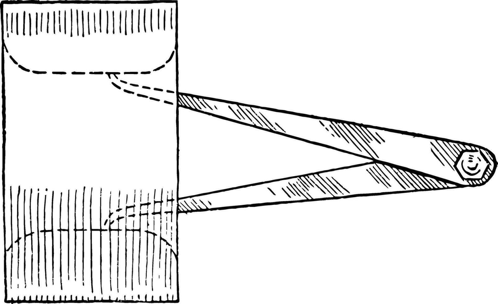 Inside Caliper, two opposite sides of an object,  vintage engraving. vector