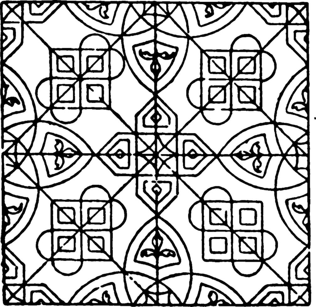 Bishop's Robe Pattern is found in the sacristy of the St. Croce church in Florence, vintage engraving. vector