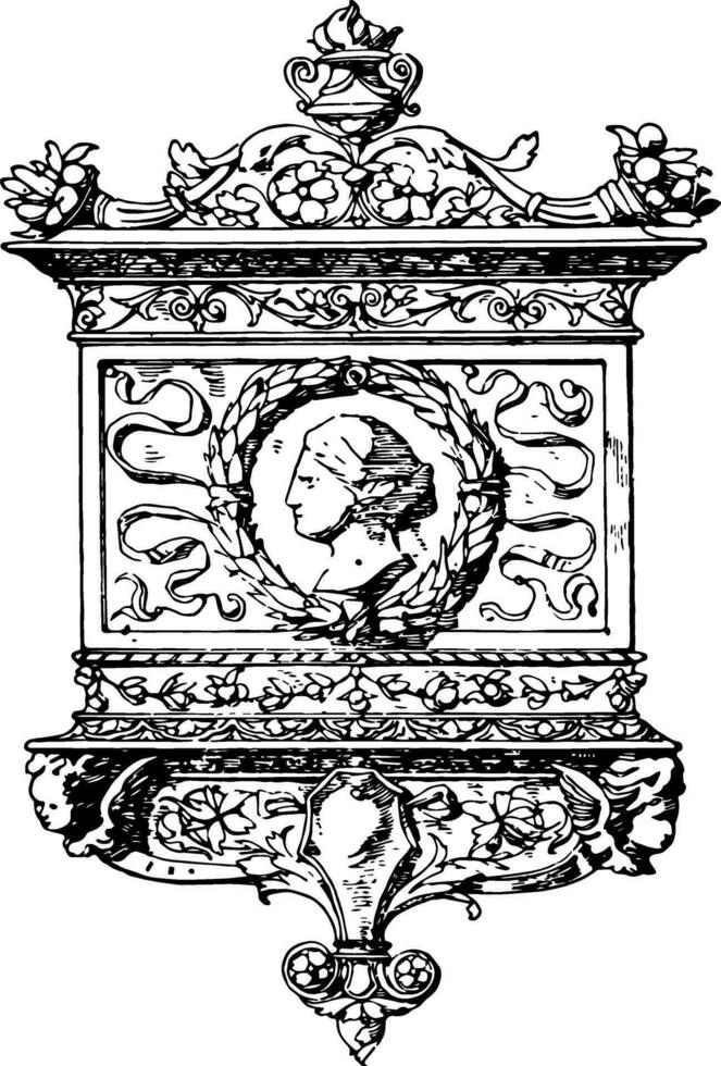 Tablet Frame was in the style of the Italian Renaissance, vintage engraving. vector