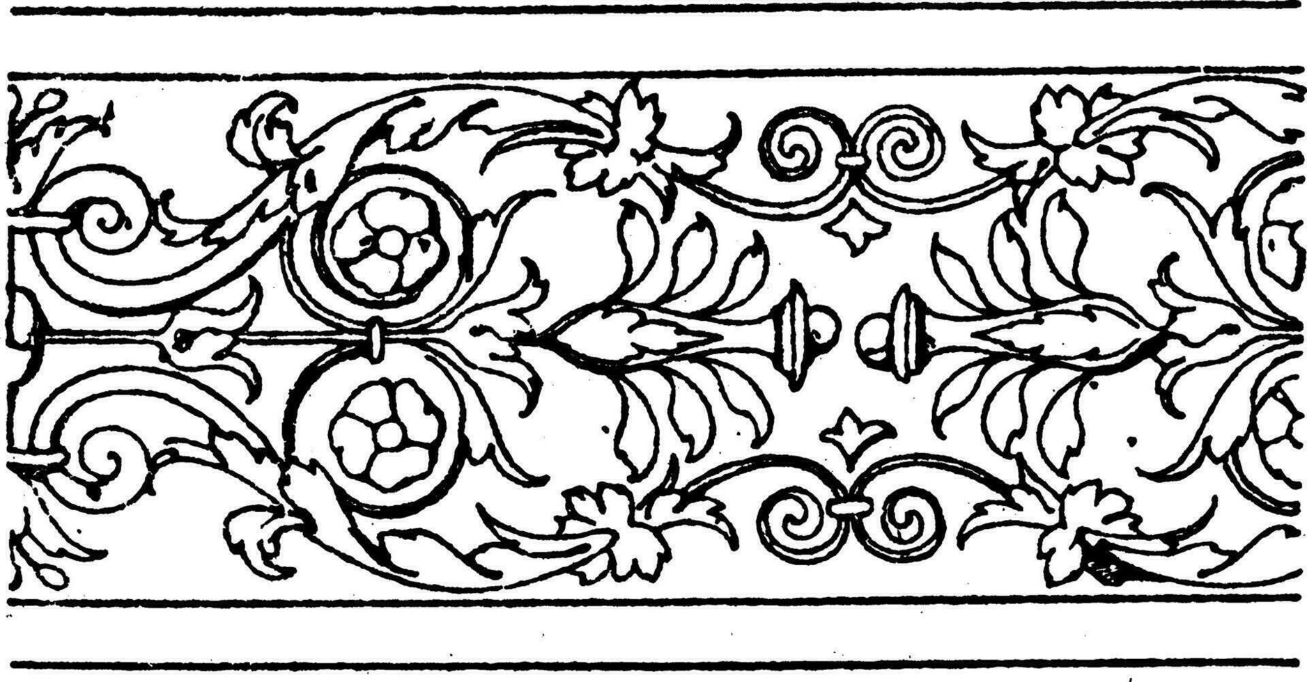 Border Undulate Band is a design found on half- columns in St. Trinita, vintage engraving. vector