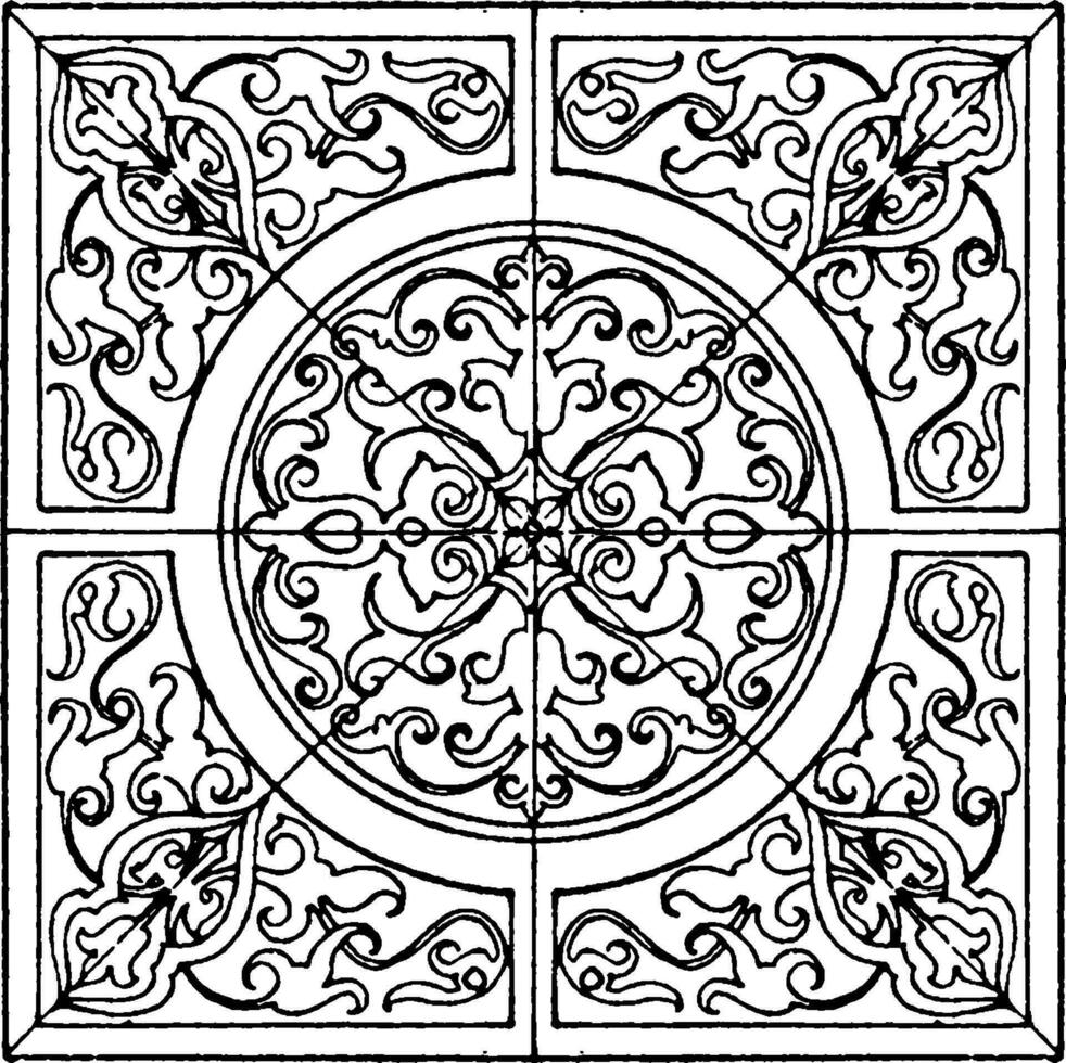 Renaissance Square Panel is a modern German design, vintage engraving. vector